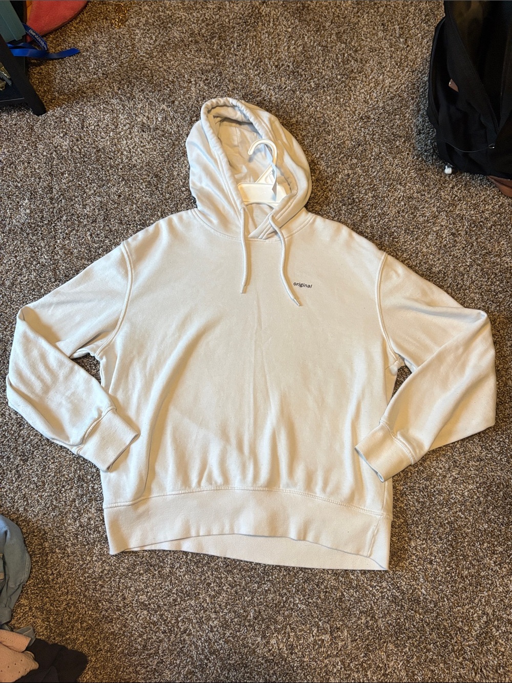 White Minimalist Hoodie with Tiny Chest Logo